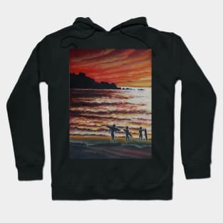 Oil Painting - Surfers in Pacifica, California, 2008 Hoodie